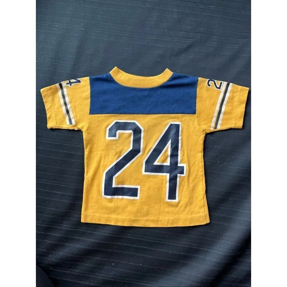 VTG Kids Football Jersey Tee Single Stitch Flocked USA Toddler Shirt